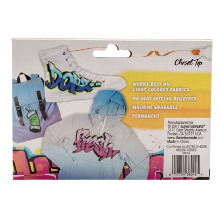 Picture of 38042 Tulip Graffiti Chisel-Tip Fabric Markers Rainbow 6 Pack