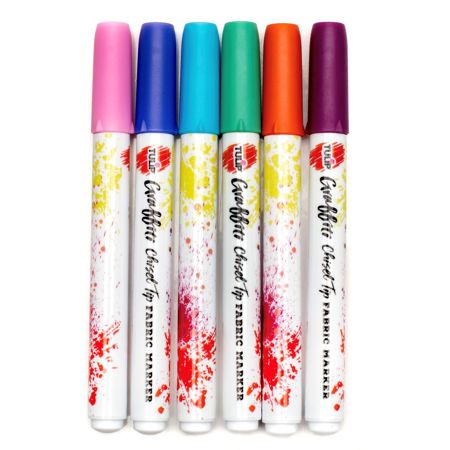 Picture of 38044 Tulip Graffiti Chisel-Tip Fabric Markers Bright 6 Pack